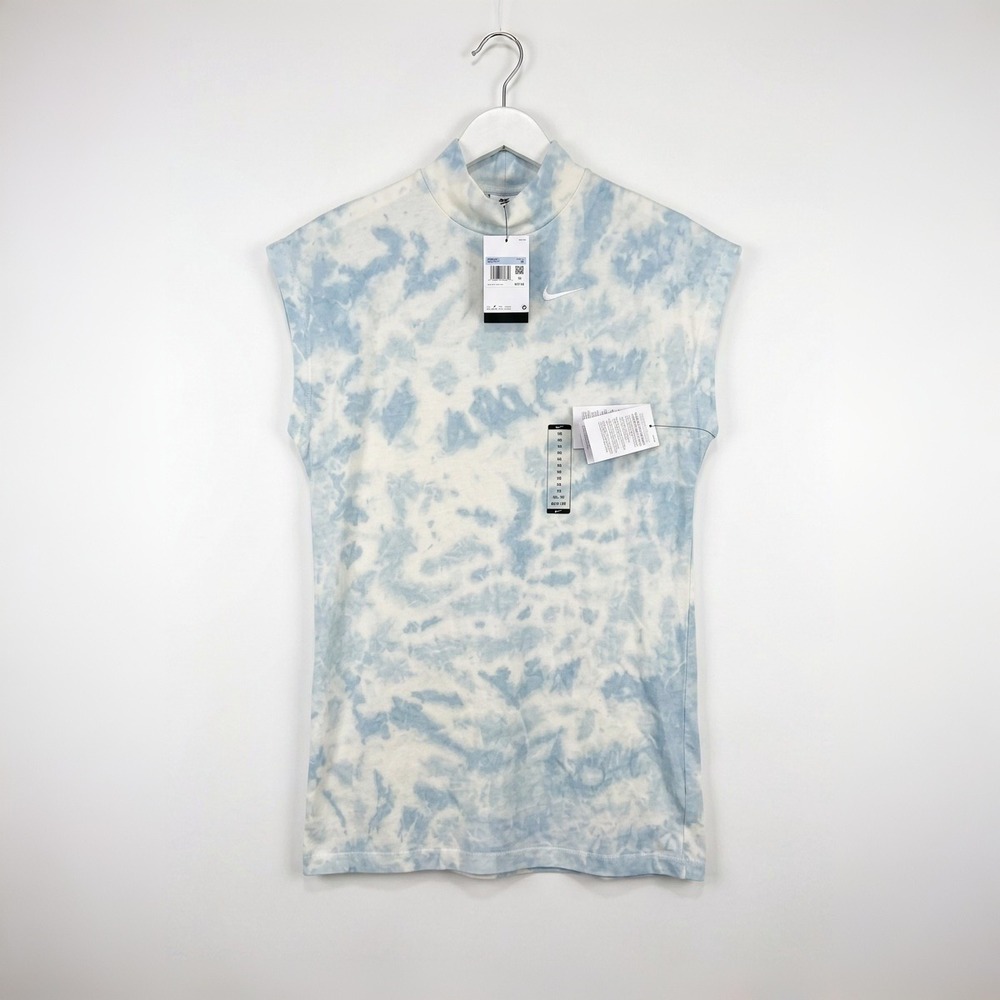 Nike Sportswear Women XS Tie Dye Mock Neck Sleeveless Dress Blue White NWT